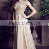 2016 Elegant Prom Dresses Scoop A Line Floor Length Beaded Tulle Bodice With Chiffon Skirt thumbnail-5