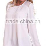 100%Polyester Long Sleeve Woman Blouse 2015,women Tank Tops in White thumbnail-3