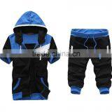 Custom Latest Design Men's Sports Set Hoodies Zipper Short Sleeve Tracksuits thumbnail-3