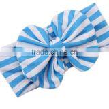 Latest Fancy Elastic Soft Stripe Cotton Bow Tie Custom Children Headband Rabbit Ears Bowknot Hair Tie Headband thumbnail-1