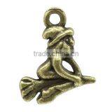 Charm Pendants Witch Halloween Ornaments Antique Bronze 17.5x14mm thumbnail-1