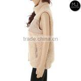 LOW MOQ Wholesale Women Winter Full Zipper Monogrammed Sherpa Vest With Patch thumbnail-4