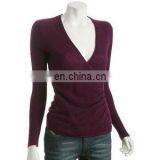 Knitted Women's v Neck Cashmere Sweater