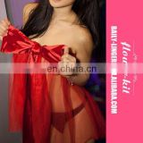 2016 Hot Sale Transparent Red Bowknot Extrem Sexy Lingerie For Women