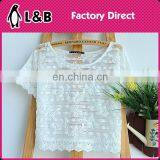 Fashion Bat Sleeve Girl Lace Blouse/vest /cover-up Top White Sheer Lace Elegant Lace Tops for Ladies thumbnail-3