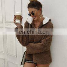 Wholesale Custom Women's Jackets Casual and Comfortable Long-sleeved Hooded Zipper Loose Solid Color Street Style thumbnail-5