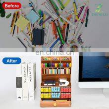 Wooden Pencil Holder, Pen Organizer for Desk With 15 Compartments With Drawer Desktop Stationary Storage Organizer Caddy thumbnail-4