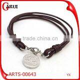 Wholesale Leather Engravable Bracelets With Pendant Mens Leather Bracelet thumbnail-1
