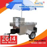 Newest style!!!commercial hot dog cart with free design hot dog push cart
