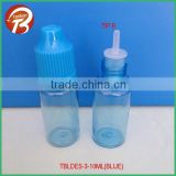 10ml plastic blue PET e liquid dropper bottle with childproof pilfer proof cap TBLDES-3-10ml