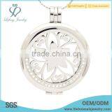 New design silver crystal disc pendant holder,crystal coin locket jewelry