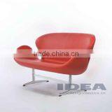 Replica Arne Jocabsen Swan Chair Loveseat - Red Genuine Leather thumbnail-2