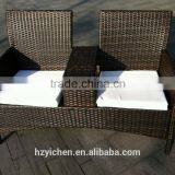 Hot Selling Stackable Outdoor Garden Wicker Rattan Chair With Foot Rest KD thumbnail-2