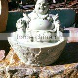 Laughing Buddha Statue White Natural Marble Stone Hand Carving Sculpture For Decoration No 32