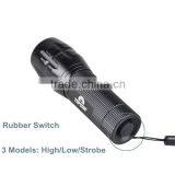 3W XPE Zoomable Ultra Bright Rechargeable Aluminium LED Torch Light Police Flashlight thumbnail-2