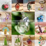 2016 Glass Dried Flower Chain Pendant Wish Bottle Necklace For Women Jewellery Wedding thumbnail-2