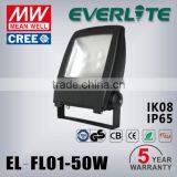 5 Years Warranty IP65 Flood Light Led Mean Well Driver 100lm/w ADC 12 Alu 50 Watt Led Flood Light