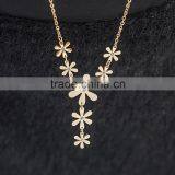 Long Connected Flower Necklace Stainless Steel Women Jewelry Sets Wholesale thumbnail-1
