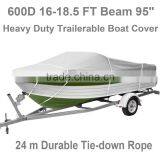Brand New 7.8oz 600D Waterproof Heavy Duty 16 to 18.5ft Trailerable Boat Cover Max 95" Beam Width thumbnail-1