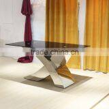 Unique X Sharp Metal Dinning Table With Black Tempered Glass , Home Furniture thumbnail-2