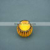 Home Decorative Yellow Glzaed Ceramic Tealight Candle Holders With Distressed Finish thumbnail-2