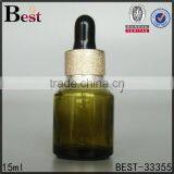 China 15ml Dark Green Frosted Cosmetic Essence Perfume Empty Glass Bottle Basket Dropper Bottle Glass Wholesale thumbnail-3