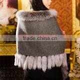 Silver Blue Fox Fur Trim Cashemere Capes thumbnail-3