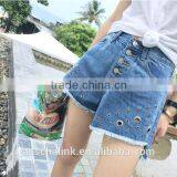 Summer Women Short Fancy Cool Focus Metal Ring Jeans Customized thumbnail-2