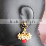 Peacock Pearl Gold Plated Dangler Jhumka EARRINGS thumbnail-5