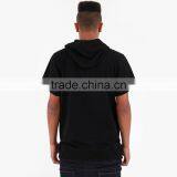 Cheap Black/grey Thin Fleece Blank Hoodie Short Sleeve Pullover Hoodie thumbnail-3