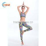 HSZ-017 Yoga Suits Top + Pants Sets Women's Yoga Fitness Wear Sexy Fancy Bra Panty Set Running Sports Mature Women Legging thumbnail-5