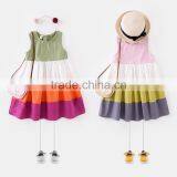 Customize Color Rainbow Dress For Children Sleeveless Mix Cotton Frocks thumbnail-1