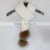 Myfur Wholesale Fashion Long Scarf Lady Stretch Knit Scarf With Fur Balls Popular Style thumbnail-3