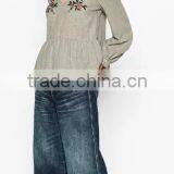 Runwaylover EY2365B New Fashion 2017 Ladies Deep V-Neck Embroidery Blouse thumbnail-1