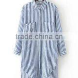 Runwaylover EY2325B Simple Fashion Style Casual bf Shirt Lady Long Sleeve Striped Blouse thumbnail-1