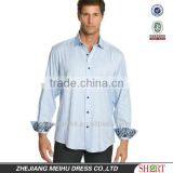 High Quality Light Blue Poplin Men's Cotton Oxford Casual Shirt thumbnail-1