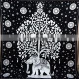 Elephant Mandala Tapestry Wall Hanging Indian Vintage Cotton Bedspread Throw Table Cloth Decor Size 60 x 90 Bohemian Bedspreads