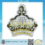 Custom embroidery crown badge with rhinestone