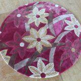 Magenta Color Round Rug for Cigar Room thumbnail-1
