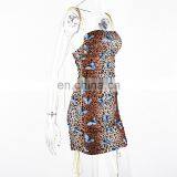 Fashion Hot Sexy Women 2020 Summer Print Leopard Halter Dress Sleeveless Backless Butterfly Bodycon Mini Dress thumbnail-6