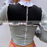 2020 Wholesale Fashion Shirts Sexy Knit Women Long Sleeve Turtleneck Crop Top thumbnail-3