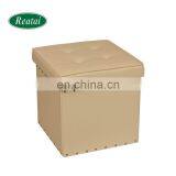 Reatai PVC Leather Folding Square Storage Home Stool Foldable Ottoman for Clothes thumbnail-4