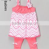 Childrens boutique clothing 2016 girl pink chevron babydoll kids outfits