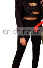 Wholesale Custom Fashion Three-piece Suit 2020 Spring New Casual Long-sleeved Sweater + Letter Vest + Legging Womens Sports Suit thumbnail-2