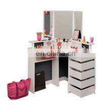 Corner Makeup Vanity Table With LED Light and Mirror thumbnail-4