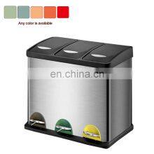 Two and Three Compartments Indoor Kitchen Recycling Pedal Bin Household Recycling Bin Stainless Steel Recycle Bin thumbnail-2