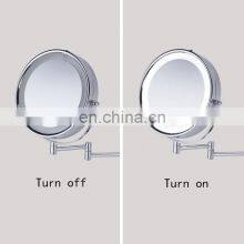 2021 New Item 2-Face Round 5x Magnifying Wall Mount Bathroom Makeup Led Light Mirror thumbnail-4