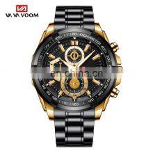 VA VA VOOM 2321 Men Quartz Watch Sports Fashion Rose Gold Case Black Stainless Steel Chain Watch for Men thumbnail-3