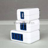 2014 New Product USB Travel Charger With White Shell 4 Port Blue USB Connector thumbnail-3