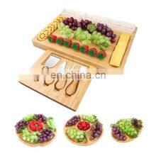 Wholesale Premium Bamboo Wood Knife Set Charcuterie Cutlery Slide-out Drawer Cheese Board thumbnail-1